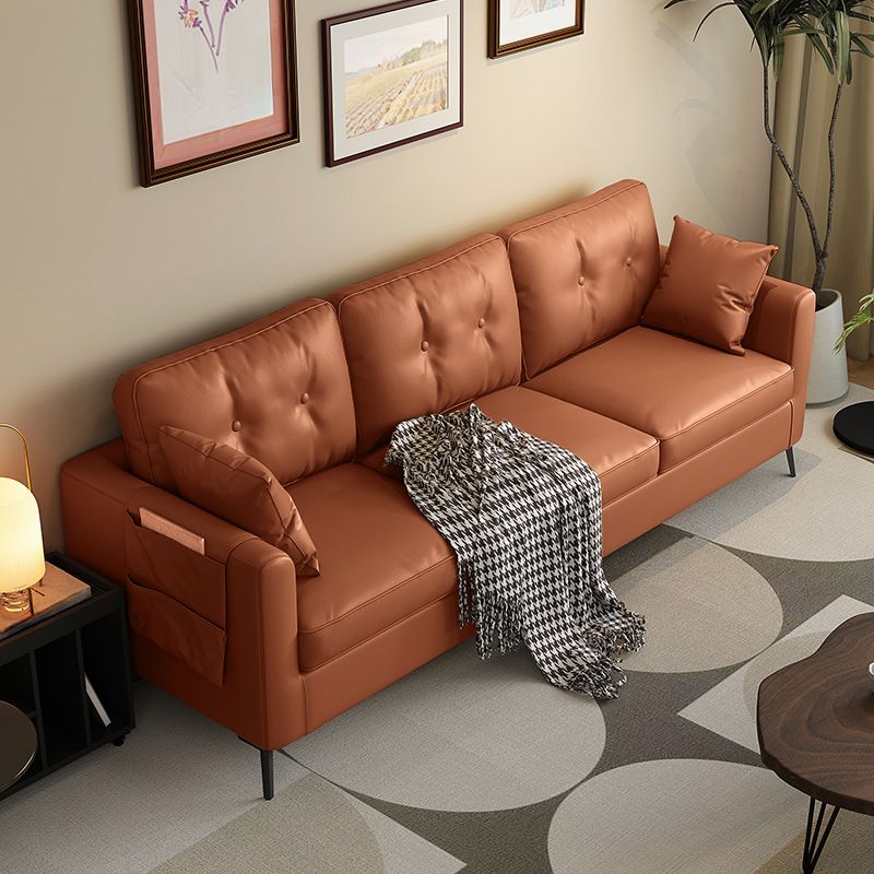 Contemporary Modern Solid Color Water Resistant Standard Sofa in Jade Green/Taupe/Amber Color for 3 with Receptacle Storage and 2 Pillows