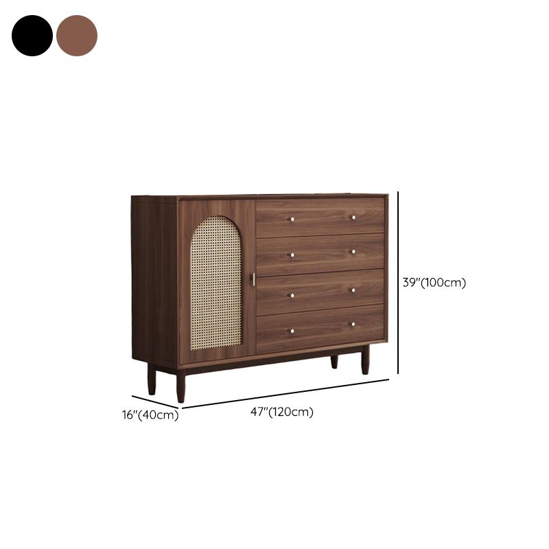 Trendy Raw Wood Wardrobe Chest Of Drawers with 4 Drawers, Hutch, 2 Interior Shelves, Horizontal