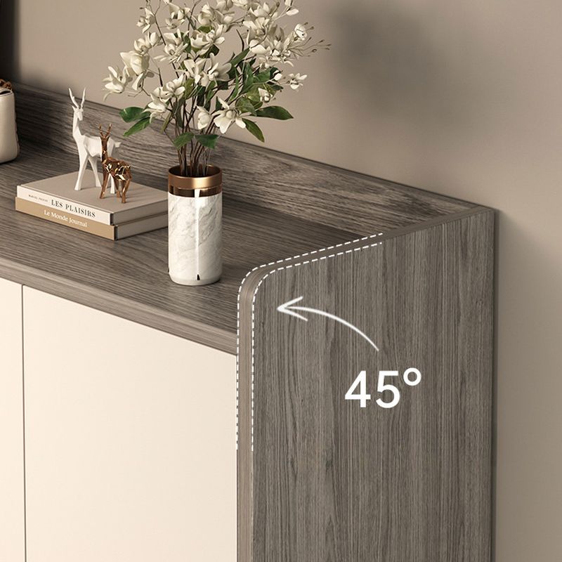 Reclaimed Wood 5 Tiers Shoe Wardrobe with Shelf, Compartments, Cabinet Door, Dustproof, and Closed Back