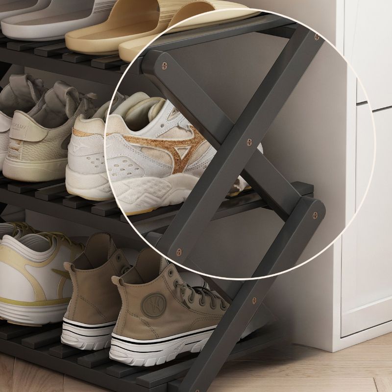 Art Deco Bambusa X-Shape Shoe Rack with 4/5/3 Shelves for 1-20 Pairs in Drawing Room
