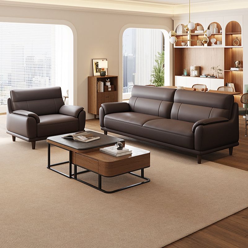 Trendy Solid Color Water Resistant Standard Sofa/Loveseat/Single Sofa in Dark Gray with Arm, Seats 3/2 People/1 Person