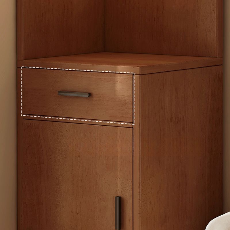Detached Scratch-immune Accent Cabinet with 3/4 Exterior Shelves, Cabinet Knobs, Sepia/Wood Color Top, Soft Close Drawer, and Stain Resistant