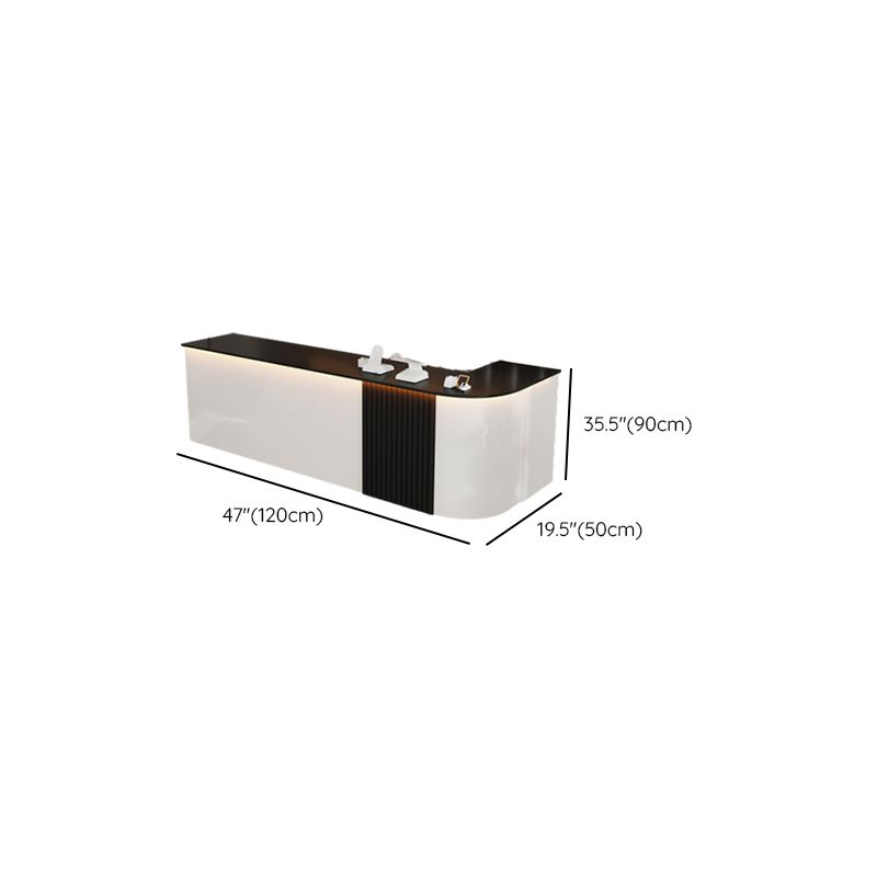 Reception Desk L-Shape with Cupboard and Filing Cabinet, Manufactured Wood Top in Sepia/Apricot Color/Carmine