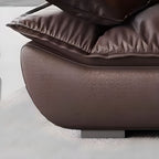 L-Shape Leather Sofa Recliner in White/Espresso/Beige with Right Hand Facing Orientation