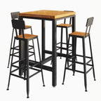 Trendy Rectangle/Square Pub Tables and Chairs for 8/Set for 6/Set for 4 with Footrest, Trestle Base, a Tabletop in Pine and Back for the Bar