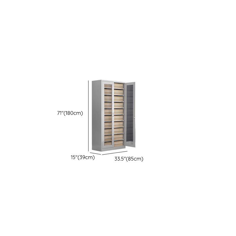 Chalk Steel Office Console Cabinet with Rainproof Stockroom, Adjustable Shelving, Locking Door, and 1-Wide Compartment
