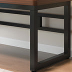 Black/Chalk Rectangular Metal Table with Cable Management and Twin Support Base, Warp Resistant and Rounded Corners