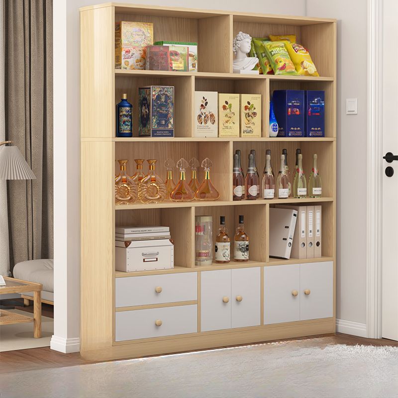 Sleek Wooden Cabinet Set with Receptacle Storage and Uncovered Storage