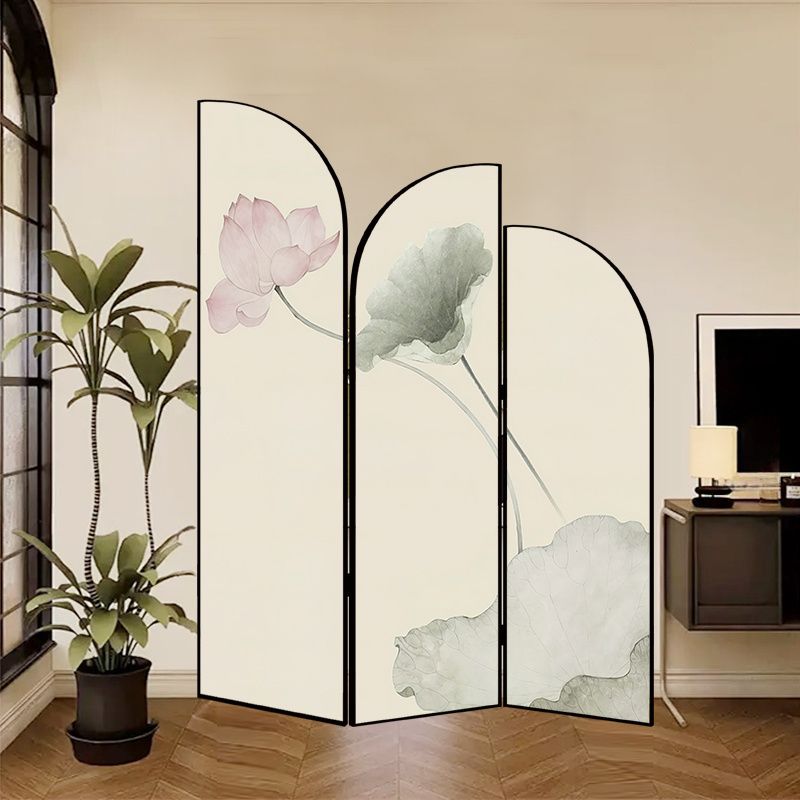 Indoor Opaque Folding Temporary Wall Panels with Natural Wood Frame, 3 Panels, Double Sided Print, Self-supporting