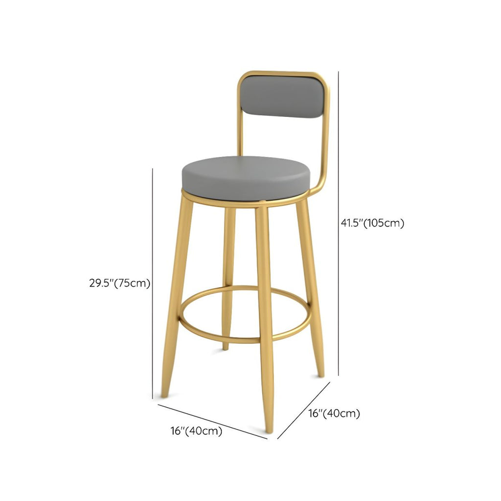 Glam 2-Person Bar Set with Upholstered Gold Chairs, Backrest, and Footrest