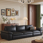 Contemporary Modern Solid Color Scratch-durable Standard Sofa in Midnight Black, Seats 4/3 with 2/3 Pillows