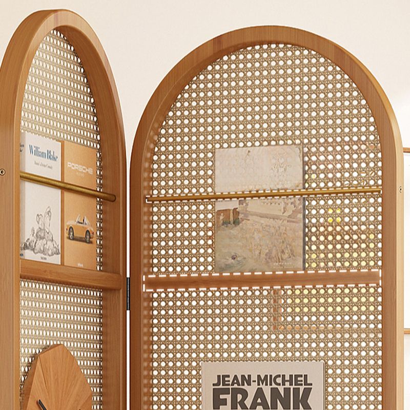 Minimalist Screen Divider with Translucent Light Filtration, Fold-up Design, Shelf Included, Bamboo Frame, Independent