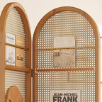 Minimalist Screen Divider with Translucent Light Filtration, Fold-up Design, Shelf Included, Bamboo Frame, Independent