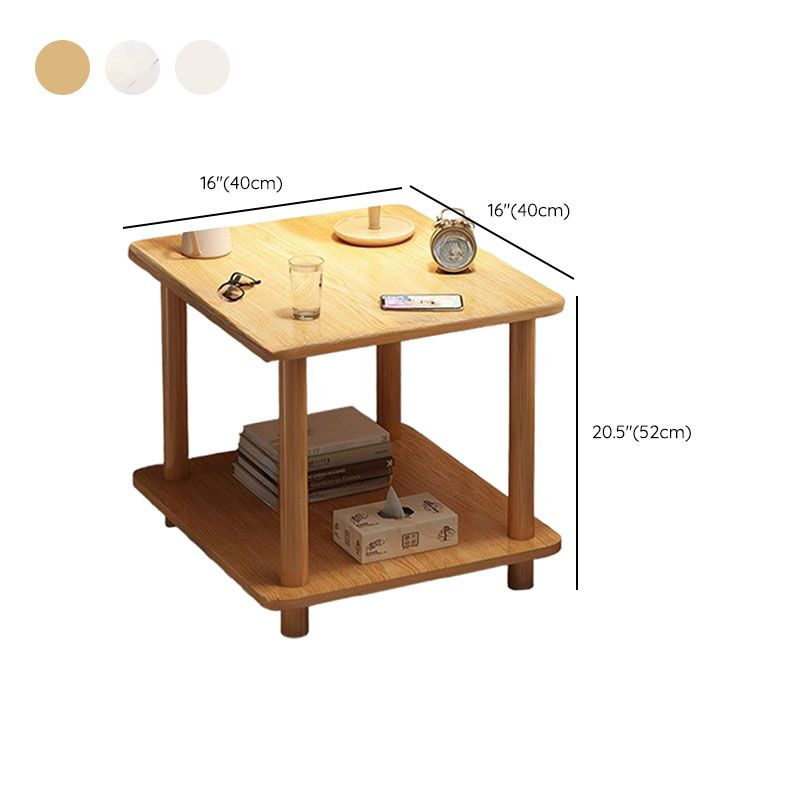 Contemporary Chairside Table Only with Engineered Wood Top, 4 Legs, Chalk/Unfinished Color, Rectangle/Square Shape, and Shelf
