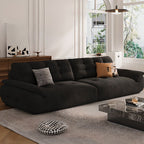 Standard Sofa in Midnight Black Soft-pile Fabric with 3 Pillows