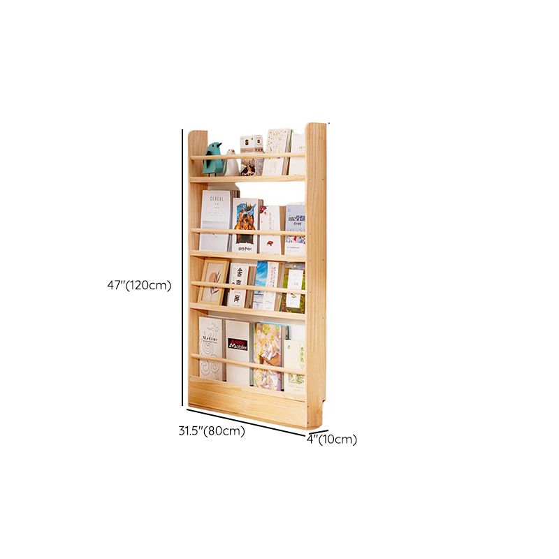 Unfinished Color Vertical Open Display with Open Back, Featuring 6/5/4 Shelves in Natural Wood
