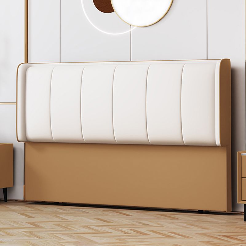 Trendy Panel Headboard in Natural Wood with No Distressing, Rectangle Shape for Twin XL/Full/Queen Bed, Featuring Sponge Upholstery Fill and Standard Height
