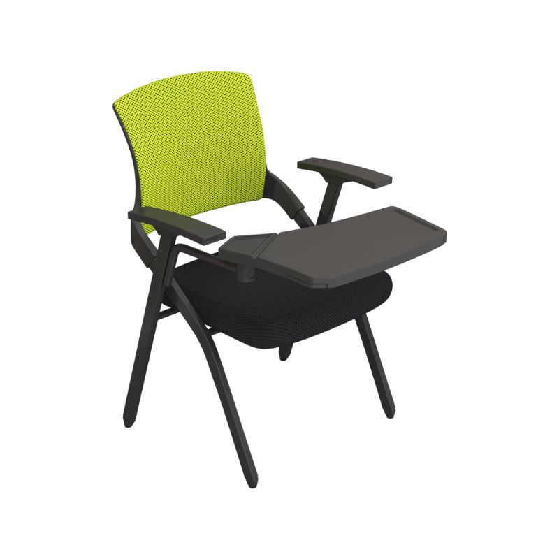 Trendy Metal Frame Space-saving Training Chair/Side Chair with Exposed Back and Armrest for Tile Flooring