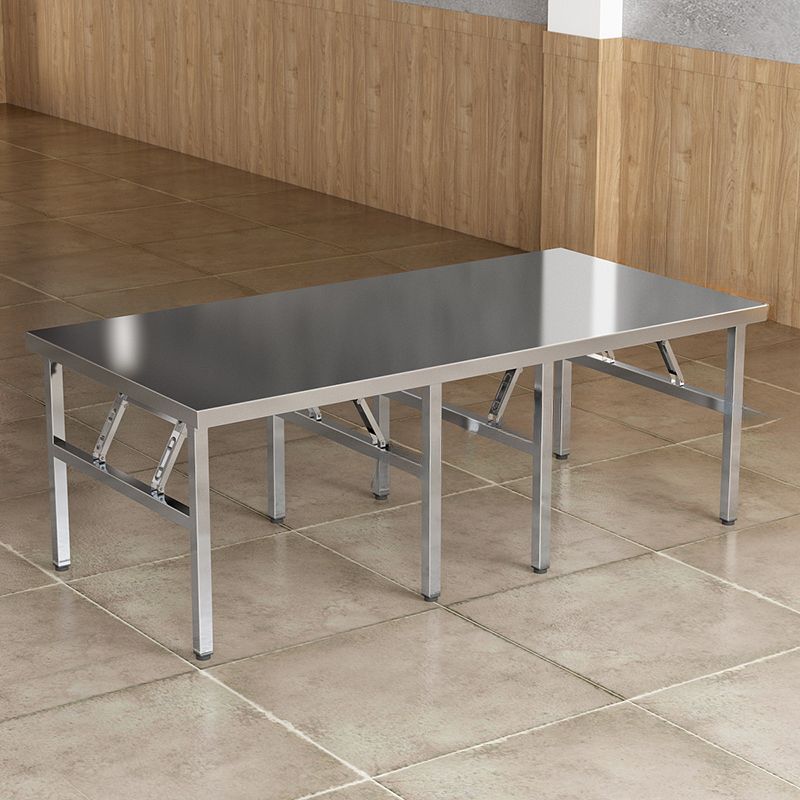Stainless Steel Trendy Folding Rectangle/Square Foldable Banquet Table, Rust Resistant with Stainless Alloy Top