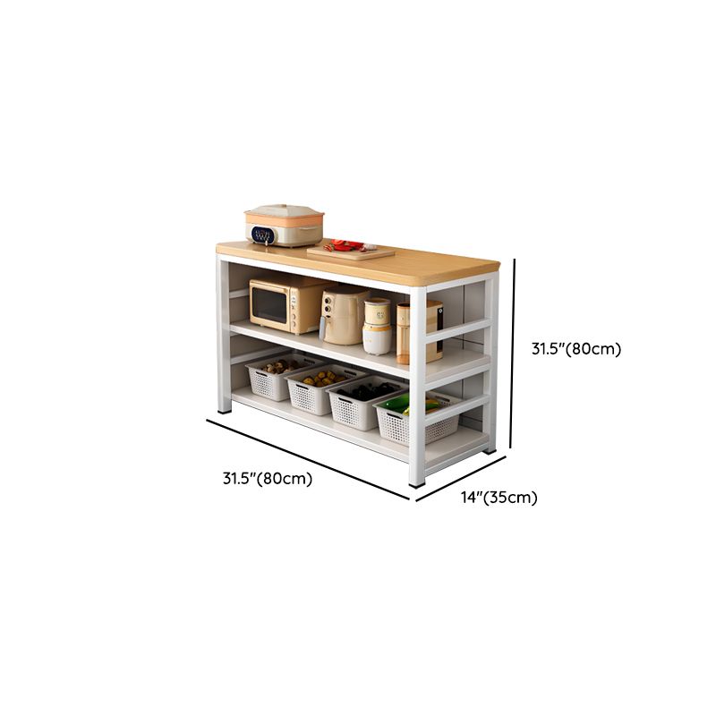 Modish Rectangle Kitchen Island with 3/2 Shelves, Manufactured Wood Countertop, Open Storage in Brown/Natural