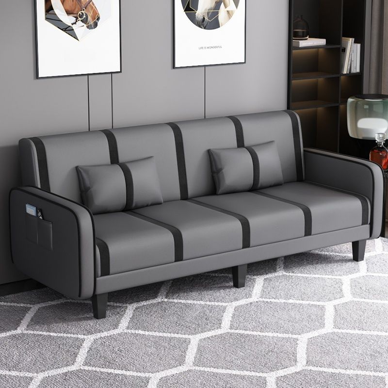 Striped Standard Sofa in Dark Gray/Cerulean/Off-White with Armrest