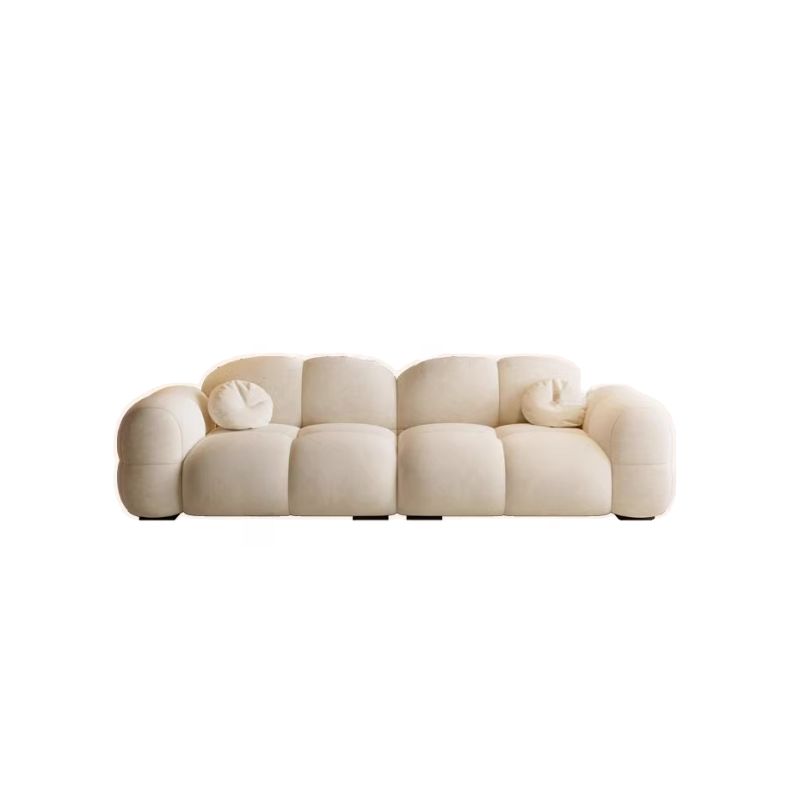 Trendy Solid Color Stain Resistant Loveseat in Light Gray/Olive Green/Beige for 2 People with 2 Pillows