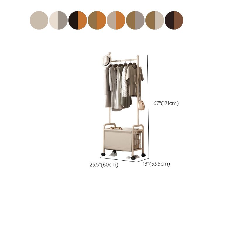 Modern Simple Style/Glam Hall Rack with Receptacle Storage, Steel Frame, 1 Basket, and Alloy Hook