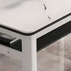 Modern White Gloss Finish Scratch-tolerant Rectangle Glass Dining Table for Seating for 4/2-seater with a Tempered Glass Fixed Tabletop and Legs