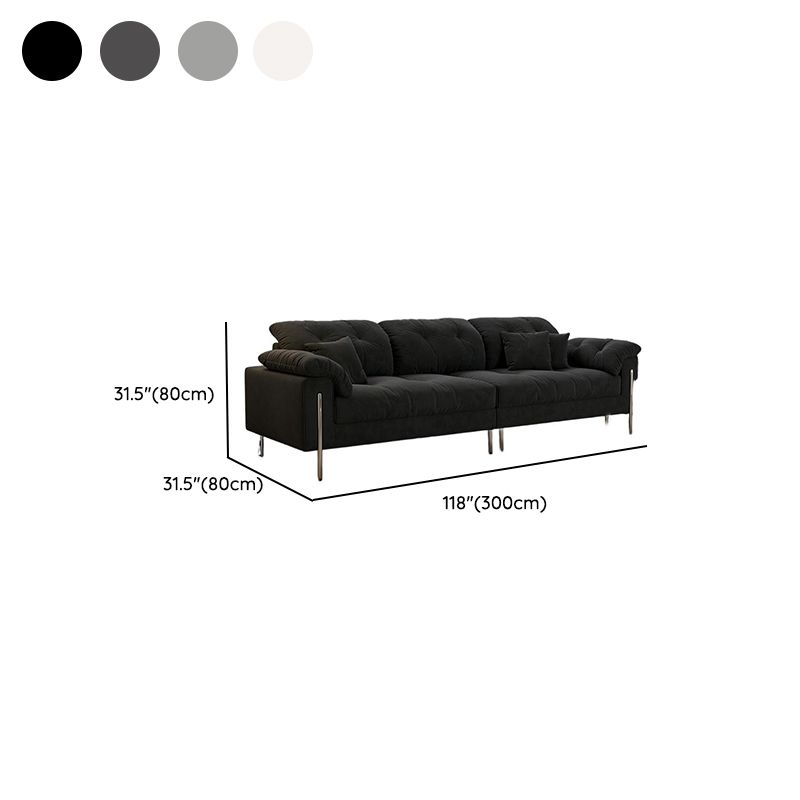 Drawing Room Standard Sofa in Midnight Black/Light Gray/Off-White with Armrest and 3 Pillows