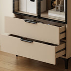 Detached Accent Cabinet with Damp-proof, Scratch-immune Glazed Door, Grip Bars in Chalk, and Soft Close Drawer