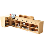 Manufactured Wood Top Reception Desk with Hutch, Cable Management, and Desk Return