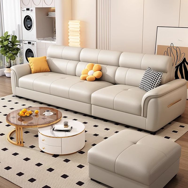 Modish Solid Color Stain Resistant Standard Sofa/Loveseat/Single Sofa in Beige with Arm, 4-seater/3-seater/6-Seater