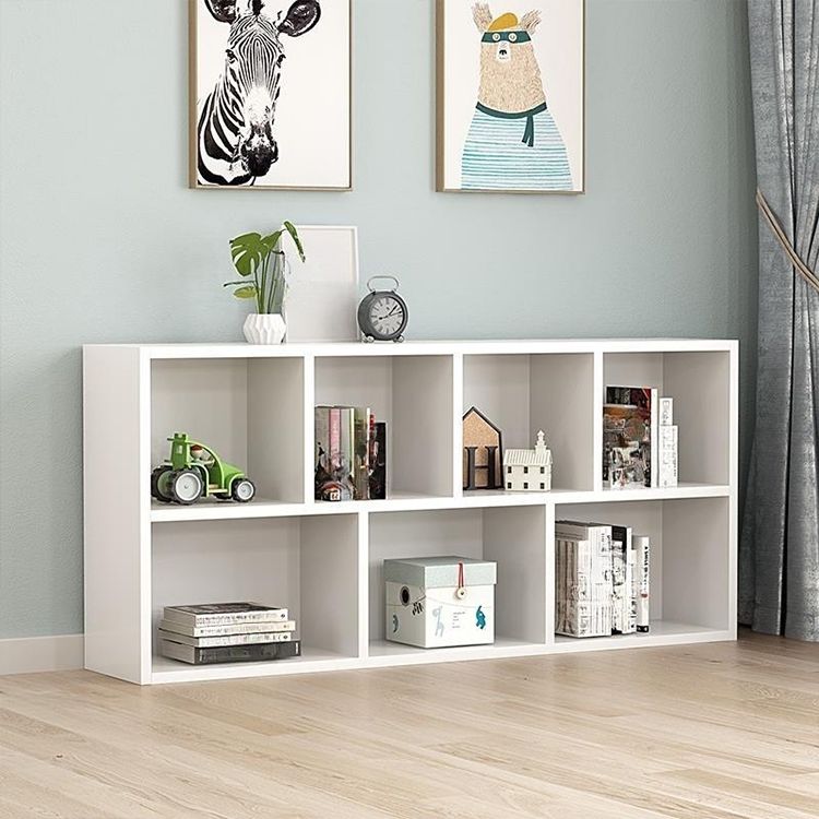 Modern Horizontal/Vertical Cubes Storage in Wood with Closed Back and 3-Shelf/4 Shelves