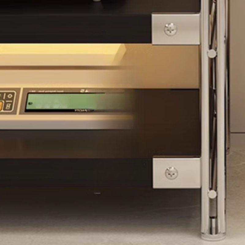 Black Contemporary Standard Baker's Rack with Wire Frame, Adjustable Shelves, and Kitchen Appliance Storage