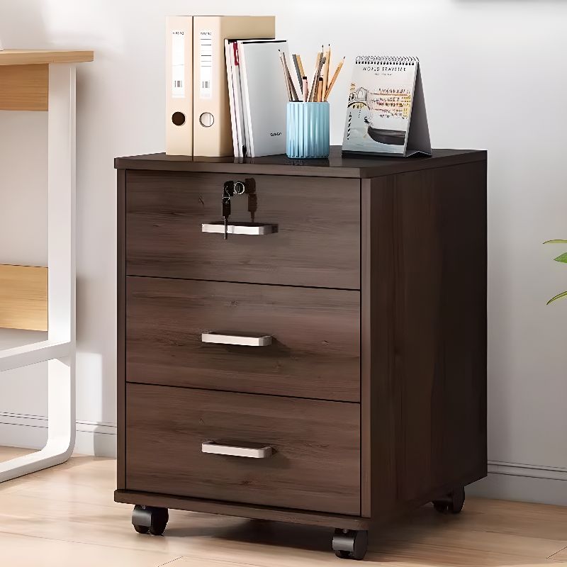 Horizontal Filing Cabinet/Vertical Filing Cabinet in Timber with Soft Close, Key Lock and Roller Wheels in a Casual Style, 2 Shelves/1 Shelf Included/Not Included