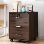 Horizontal Filing Cabinet/Vertical Filing Cabinet in Timber with Soft Close, Key Lock and Roller Wheels in a Casual Style, 2 Shelves/1 Shelf Included/Not Included