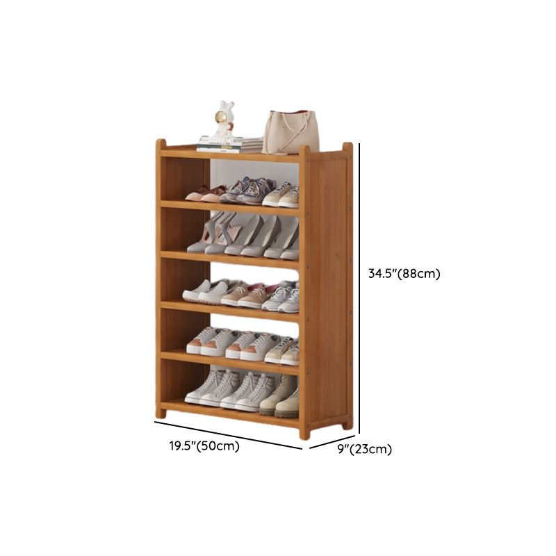 Art Deco Bambusa Rectangle Shoe Rack with Light Brown Finish, 3-6 Shelves for 11-30 Pairs in Drawing Room