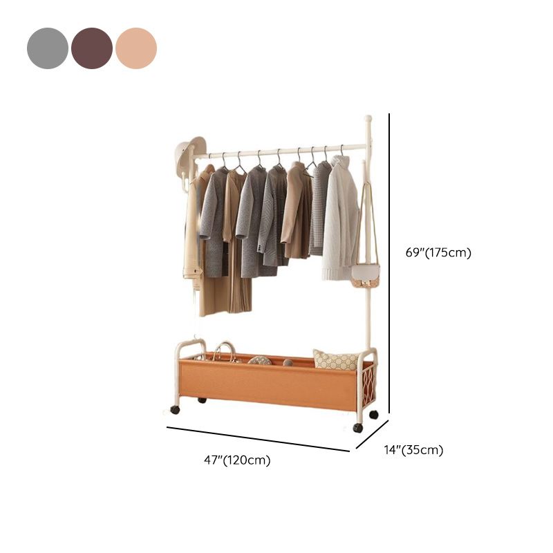 Modern Simple Style Hall Rack with Receptacle Storage, 1 Shelf, Iron Frame, and Alloy Hook