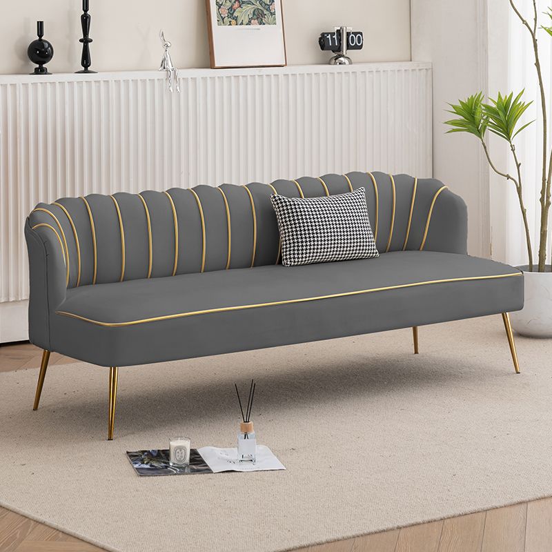 Modish Solid Color Stain Resistant Standard Sofa/Loveseat in Grey/Beige/Amber Color for 2/4-seater/3-seater with 1 Pillow