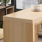 Modern Rectangular Natural Wood Pub Table with Two-sided Pedestal in Wood Grain