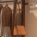 Modern Coat Tree with Stockroom Storage, 7 Shelves, Rubberwood Frame, and Wood Hook