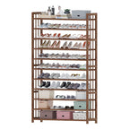 Art Deco Bambusa Rectangle Shoe Rack with Brown Finish and Adjustable Shelves for 21-40 Pairs in Drawing Room