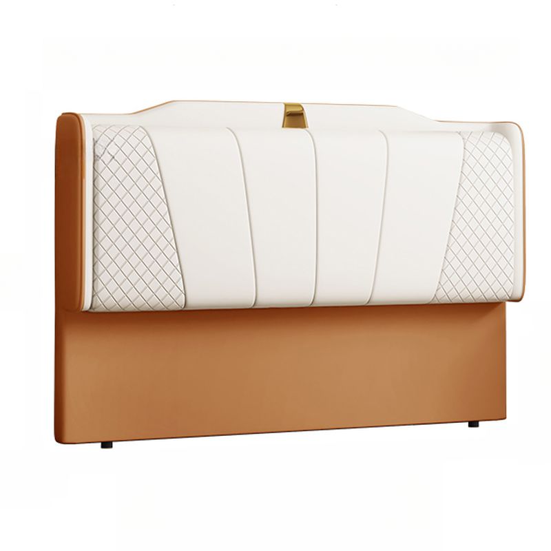 Trendy Panel Headboard in Natural Wood with No Distressing, Scooped Shape for Queen/Full Bed, Sponge Upholstery Fill, Standard Height
