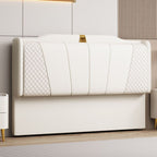 Trendy Panel Headboard in Natural Wood with No Distressing, Scooped Shape for Queen/Full Bed, Sponge Upholstery Fill, Standard Height