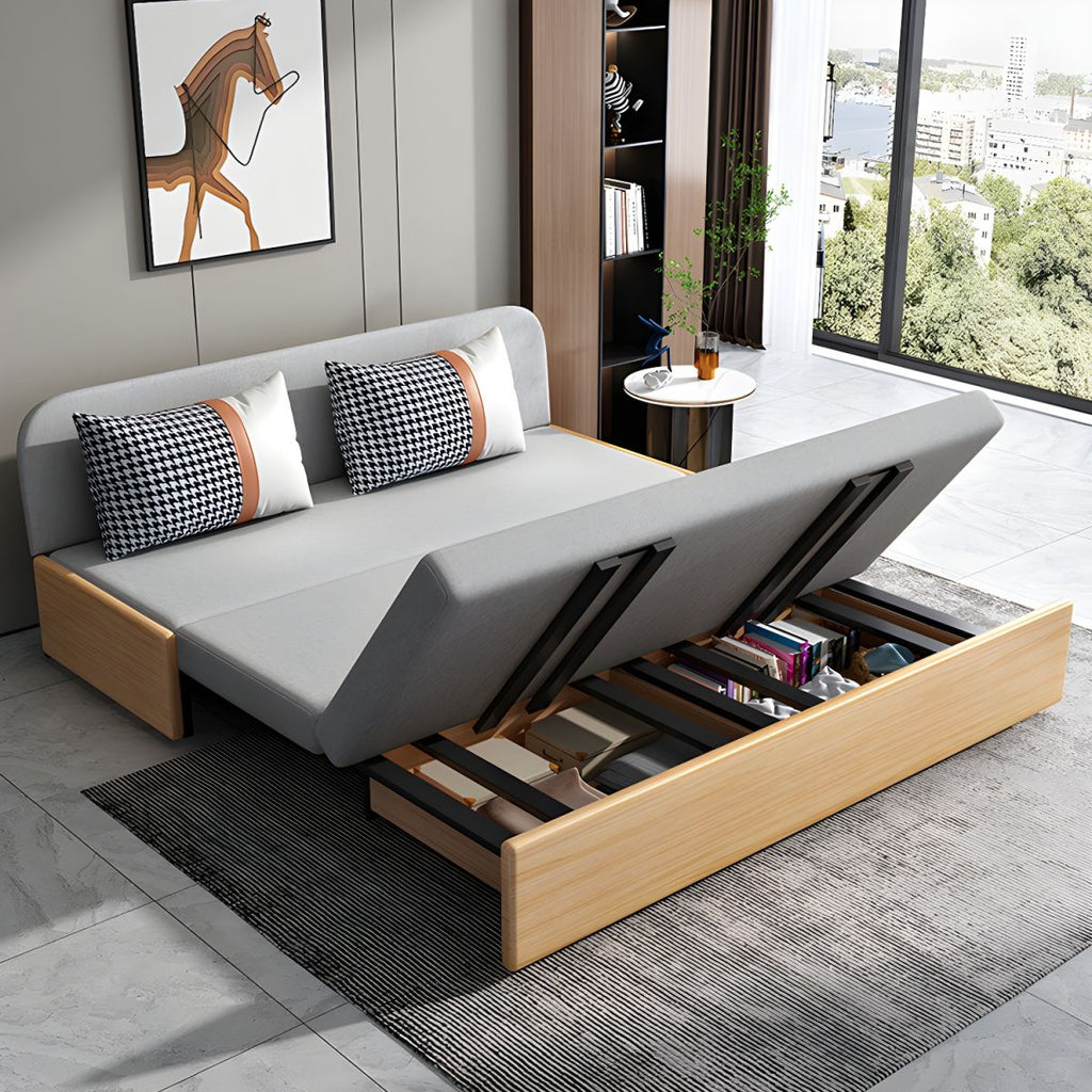 Cotton Blend Contemporary Convertible Bed Sofa Couch with Pillows
