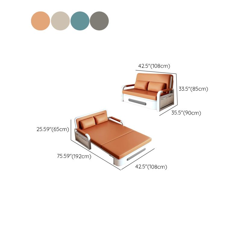 Scratch-immune Futon Day Bed with Pillow Back for 2 People, Receptacle Storage, Square Arm, Pillow, and Full Size Bed