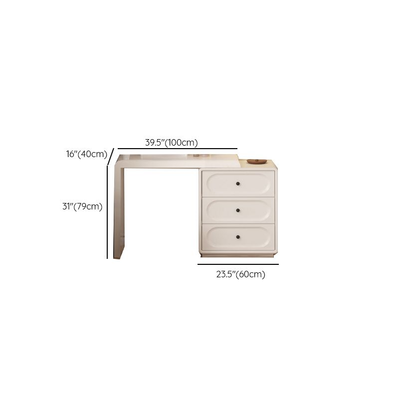 Chalk Modish Large/Standard Makeup Vanity with Laminate Table Top and 6/3 Drawers