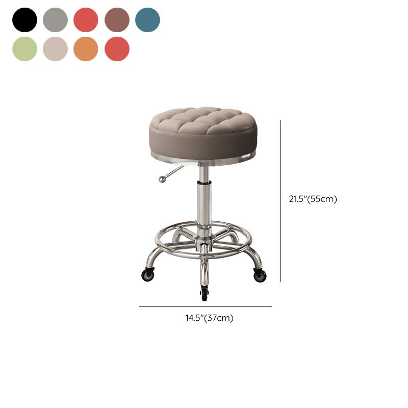 Work Stool with Rollers, Upholstered Steel Seat