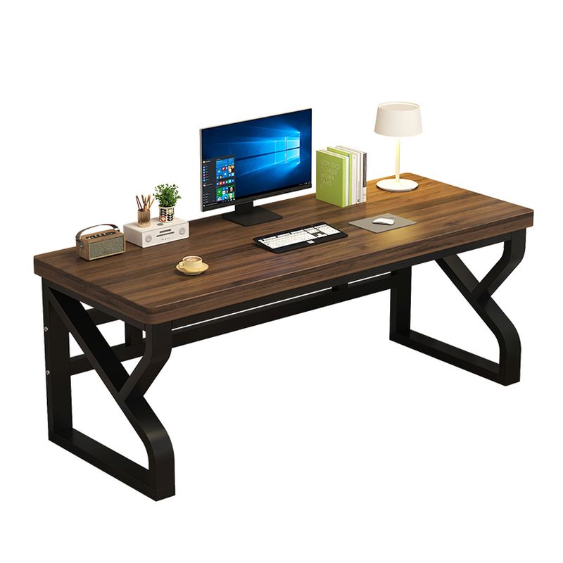 Casual Writing Desk with Easy Assembly and Odor Resistant Features, Sleigh Base in Chalk/Sepia/Natural, Unattached Installation, Engineered Wood Top