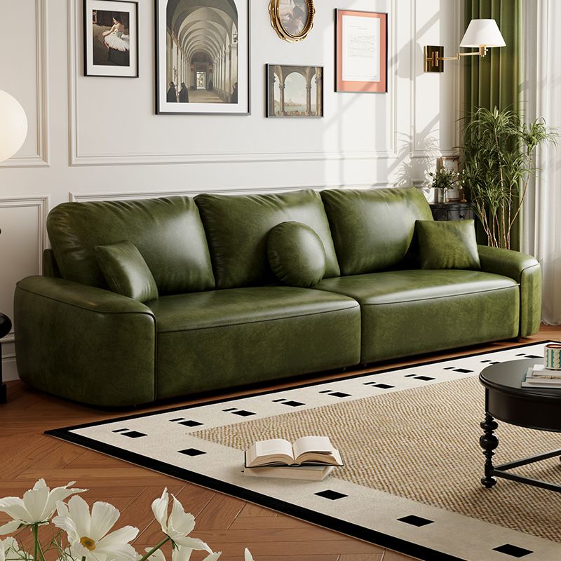 Modish Solid Color Stain Resistant Standard Sofa in Black/Sage/Auburn, Available as 3-seater/4-seater with 3 Pillows